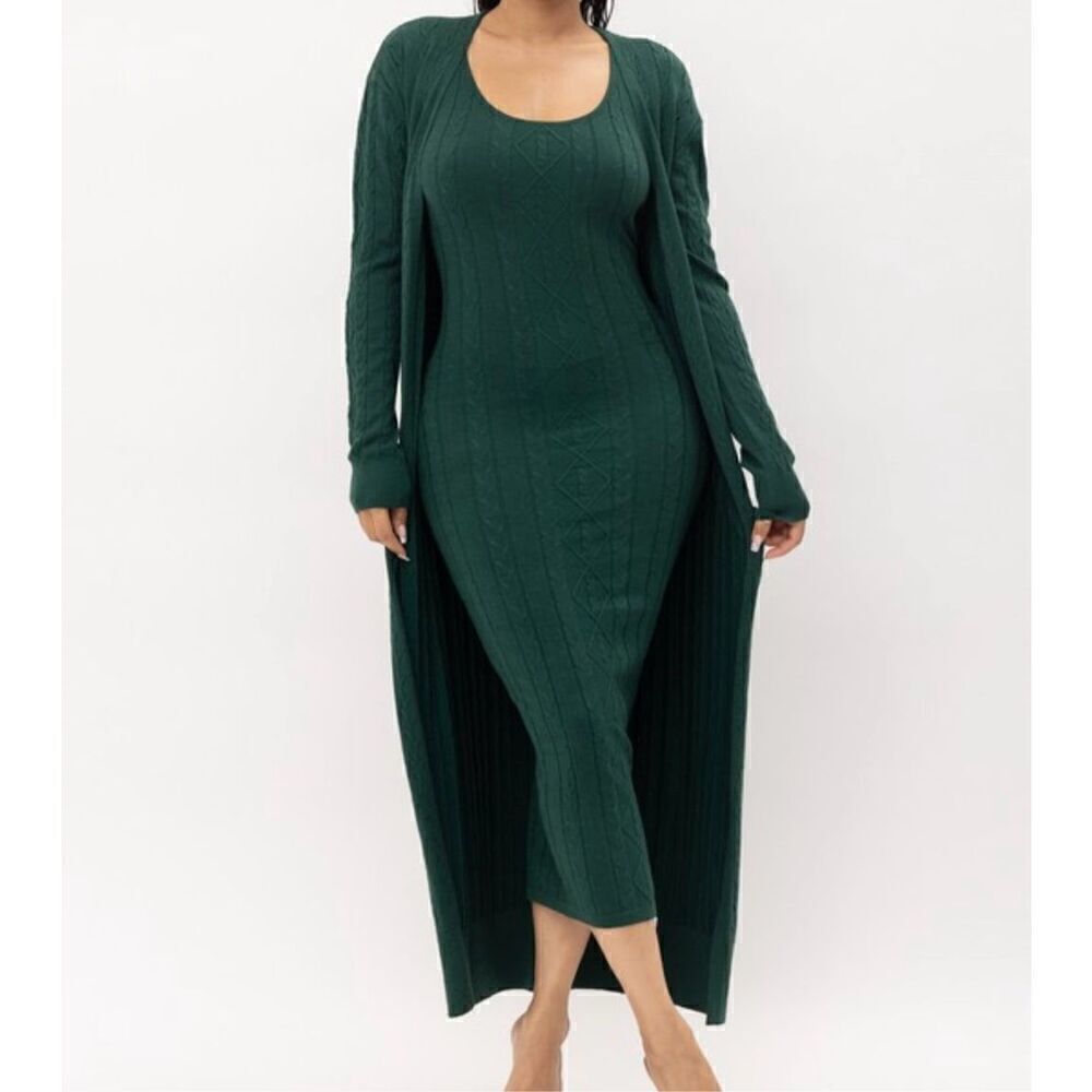 Hunter Green Knit Maxi Sweater Dress